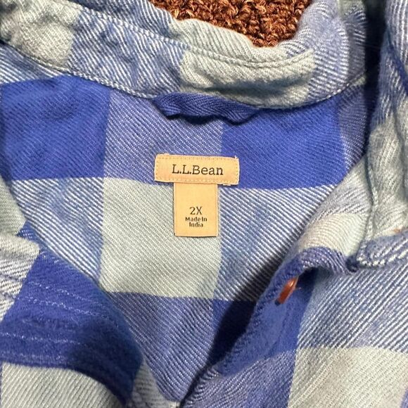 L.L. Bean Blue & White Buffalo Plaid Flannel Shirt – Size 2X - Picture 4 of 6